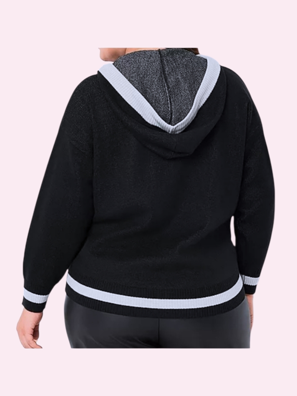 🆕 Juicy Couture Pullover Hooded Sweater - Black & Grey Womens 2X - Picture 4 of 9